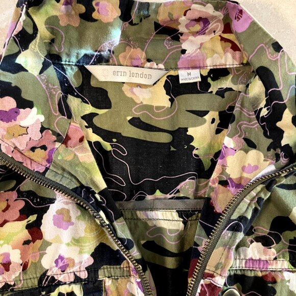 Erin London Jacket women's Size Medium Zip Up Floral Camouflage - Picture 10 of 11